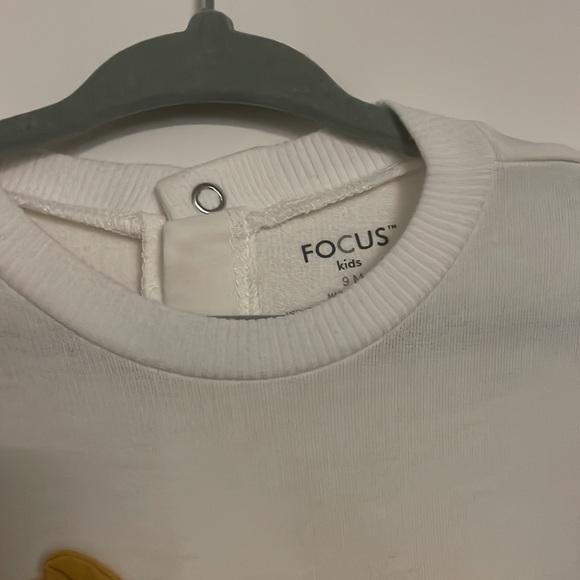 Long Sleeve sweater. Mustard and Dark Grey sleeve. Button up on the back. - Picture 3 of 3